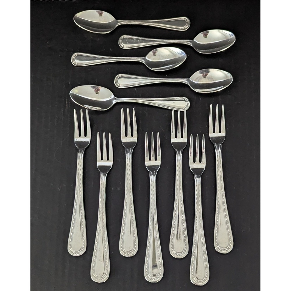 Winco Stainless‎ Pearl Beaded Flatware 18/0 Cocktail/Dessert Forks and Spoons